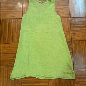 FLAX Lime Green Linen Tank Dress